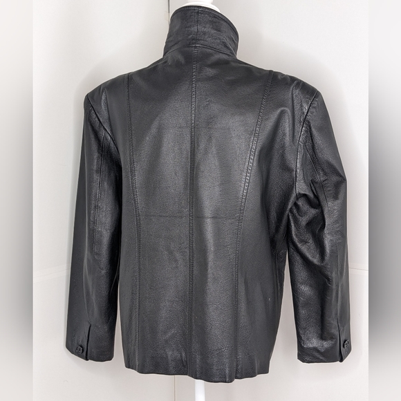 Together! 2-way Genuine Leather Vintage jacket blazer coat 10 black - Picture 4 of 17
